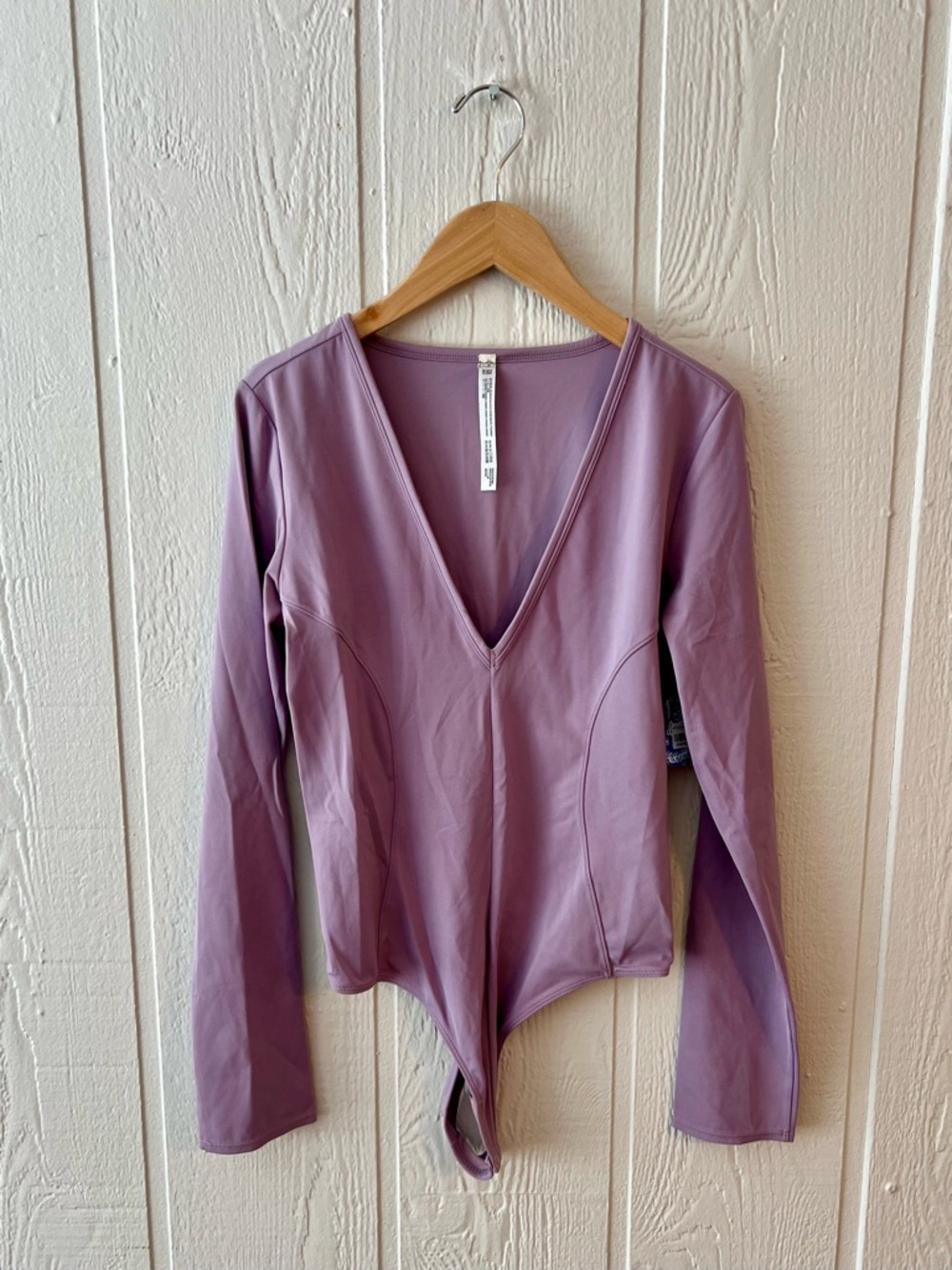 Free People Lavender V-Neck Long-Sleeve Bodysuit